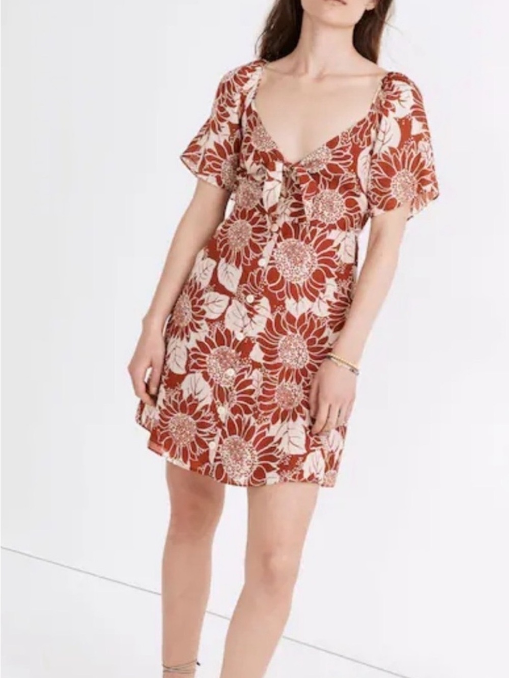 Madewell fall floral dress, 100% silk, sz 4.